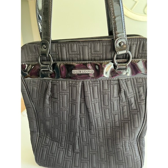 Vera Bradley Black Quilted Shoulder Tote Hand Bag - Picture 13 of 16